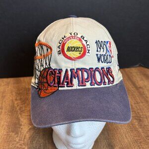 Houston Rockets Back To Back 1995 NBA World Champions Hat Snapback Basketball